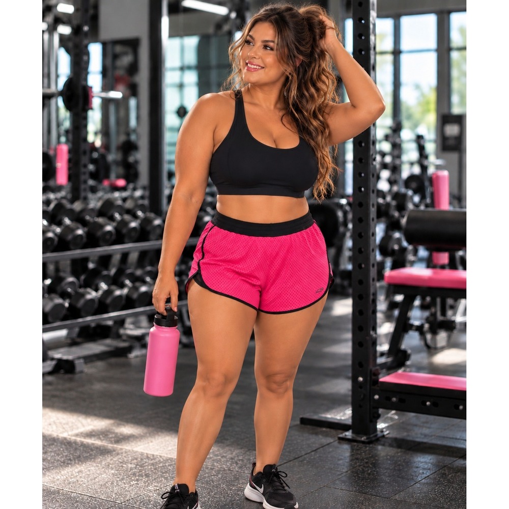 Champion Duo Dry Shorts XXL Pink Black Mesh Athletic Running Activewear #1714